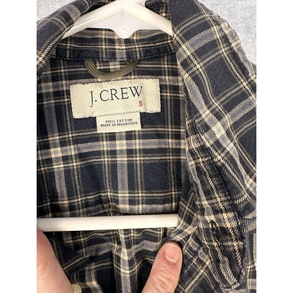 J. Crew Men's Blue Plaid Long Sleeve Button-up Shirt EUC Preppy Size Small